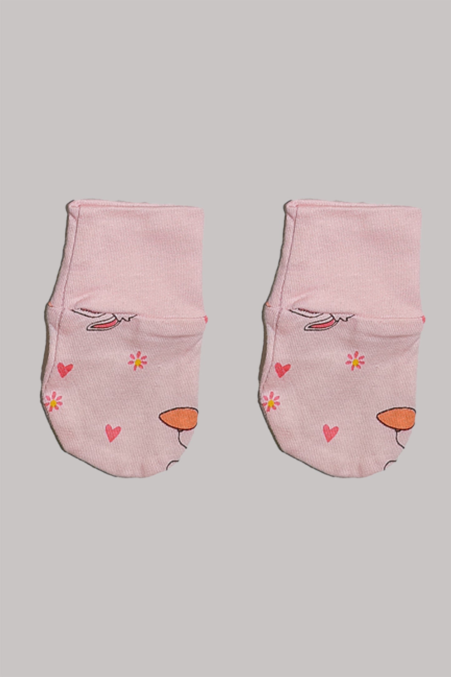 Cotton Mittens - Bunny - Pink