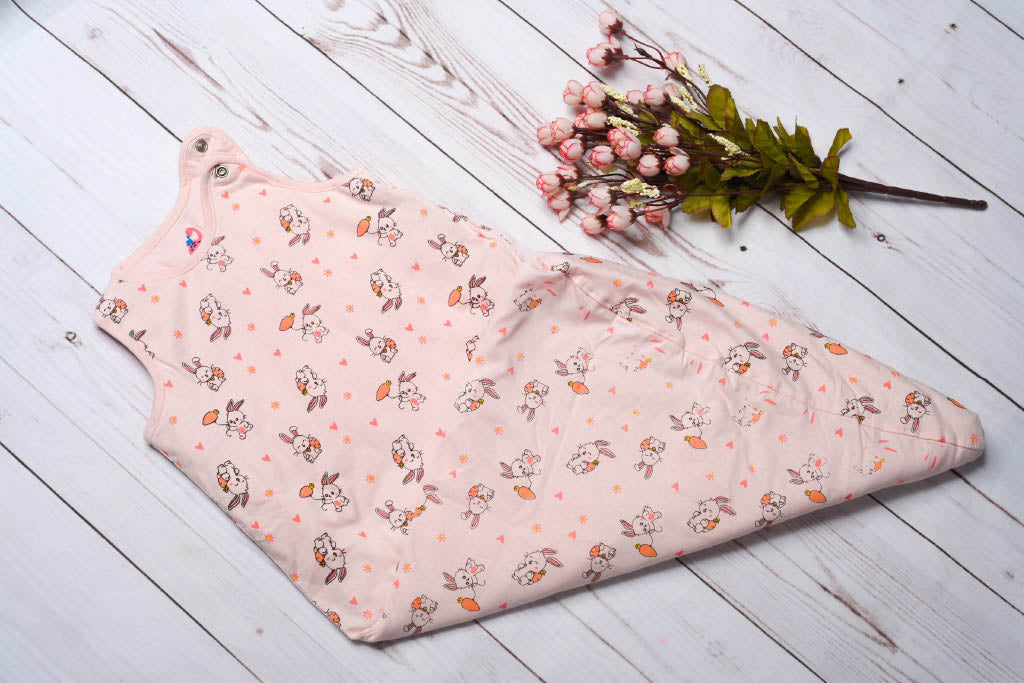 Quilted Cotton Baby Sleep Bag - Ideal for Cold Weather and AC - Pink