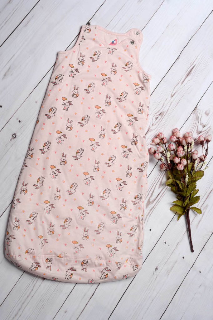 Quilted Cotton Baby Sleep Bag - Ideal for Cold Weather and AC - Pink